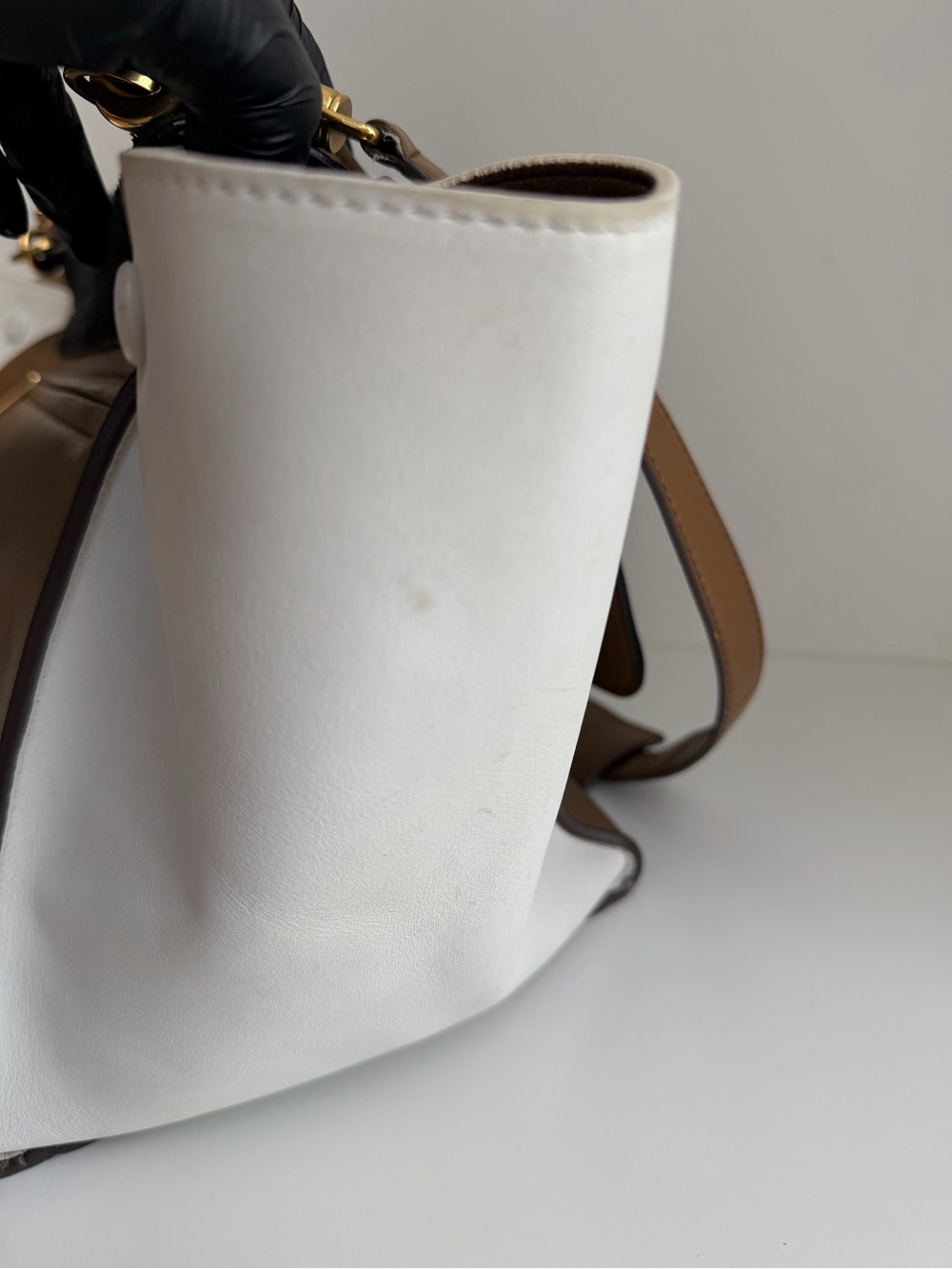 Authentic CELINE Medium Trapeze Tricolor Leather Suede Handbag - Picture 10 of 16